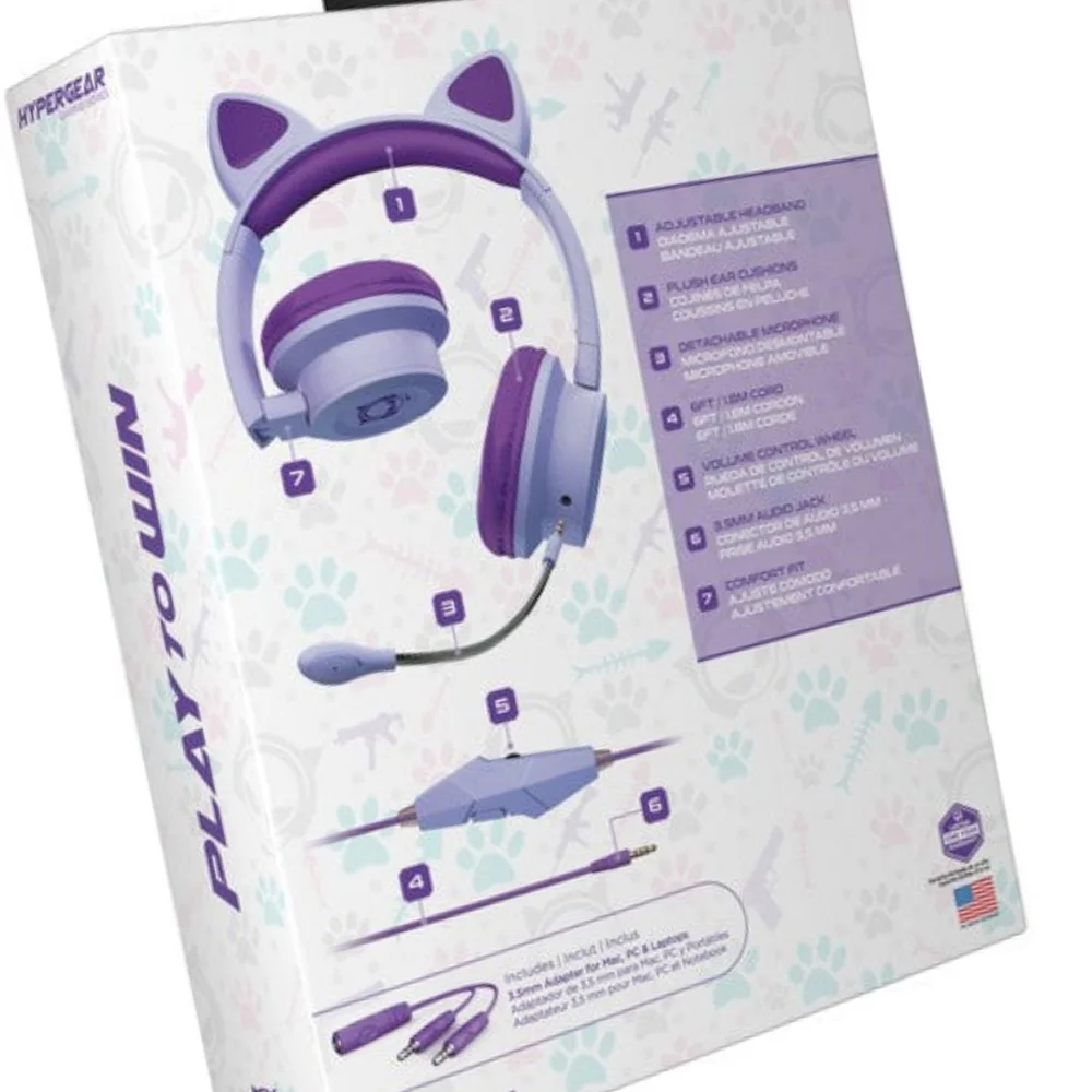 Youth Kombat Kitty Gaming Headset Microphone Kids Cat Headphones Earphones